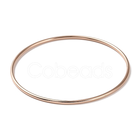 Ion Plating(IP) 304 Stainless Steel Simple Plain Bangle for Women High Polished BJEW-F461-01B-RG-1
