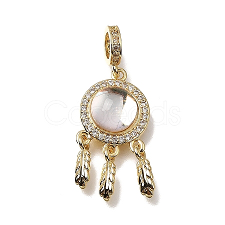 Brass Micro Pave Clear Cubic Zirconia Pendants KK-CBAA632-02G-1