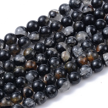 Natural Black Tourmaline Beads Strands G-F666-05A-6mm-1
