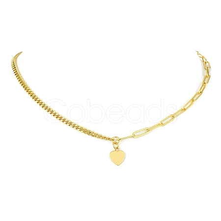 Brass Pendant Necklaces with Curb & Paperclip Chains NJEW-JN04608-01-1