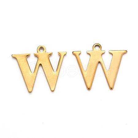 Ion Plating(IP) 304 Stainless Steel Alphabet Charms STAS-H122-W-G-1