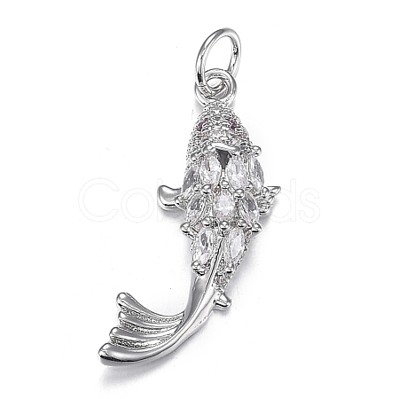Brass Micro Clear Cubic Zirconia Pendants ZIRC-F120-044P-1