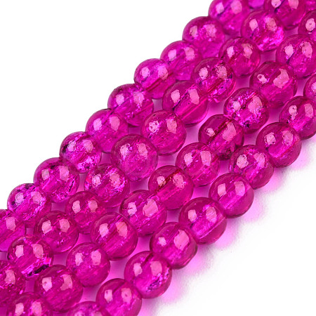 Spray Painted Crackle Glass Beads Strands CCG-Q001-8mm-08-1