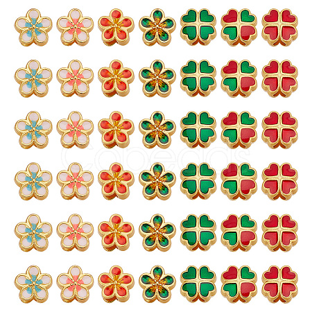 42Pcs 7 Styles Alloy Enamel European Beads ENAM-GO0001-17-1