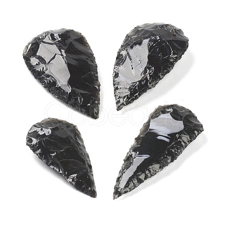Rough Raw Hammered Natural Black Obsidian Beads G-H254-03-1