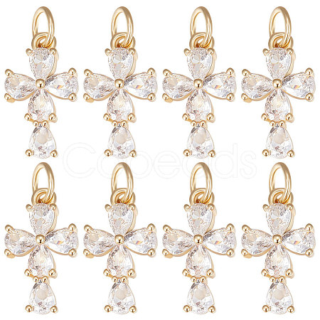 Brass Micro Pave Clear Cubic Zirconia Charms KK-BBC0007-23-1