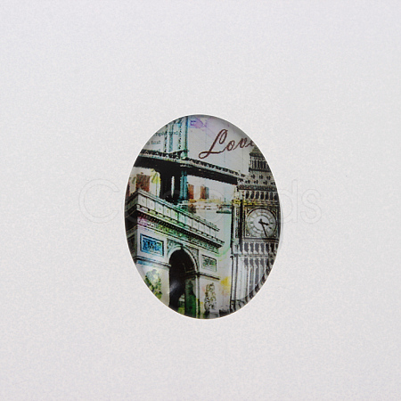 Photo Glass Oval Cabochons X-GGLA-N003-18x25-F04-1