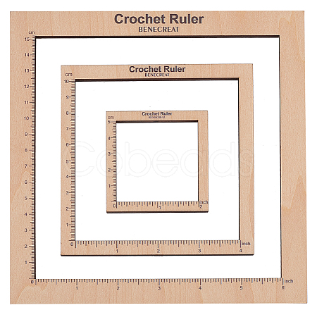 Wooden Square Frame Crochet Ruler DIY-WH0033-89-1