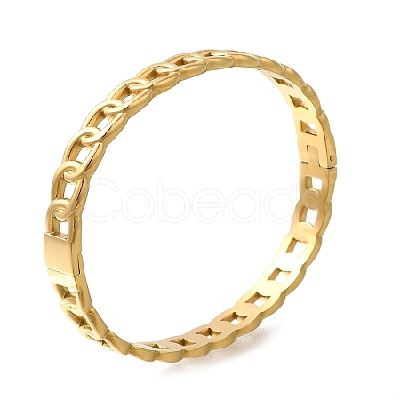 304 Stainless Steel Curb Chains Hinged Bangles STAS-M075-06G-1