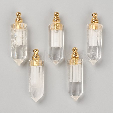Faceted Natural Quartz Crystal Pointed Pendants G-H252-F07-1