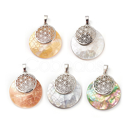 Natural Mixed Shell Pendants KK-F751-M-B-1