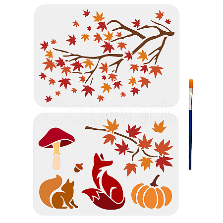 MAYJOYDIY US 2Pcs 2 Styles Autumn PET Hollow Out Drawing Painting Stencils DIY-MA0001-03-1