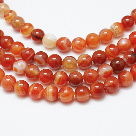 Natural Red Agate Bead Strands G-G880-05-6mm-1