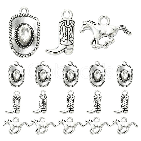 30Pcs 3 Styles Tibetan Style Alloy Pendants FIND-YW0010-51AS-1