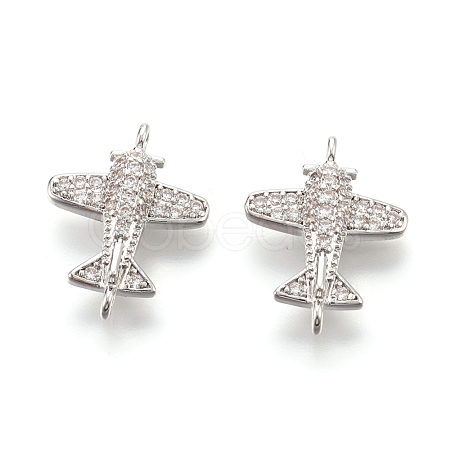 Brass Micro Pave Cubic Zirconia Links KK-F774-13P-NR-1