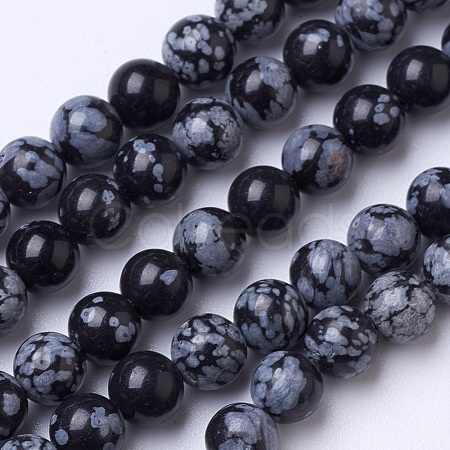 Natural Snowflake Obsidian Beads Strands G-D855-11-6mm-1