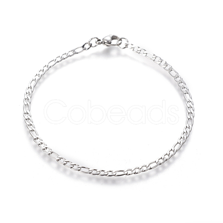 Tarnish Resistant 304 Stainless Steel Figaro Chain Bracelets BJEW-E369-04P-1