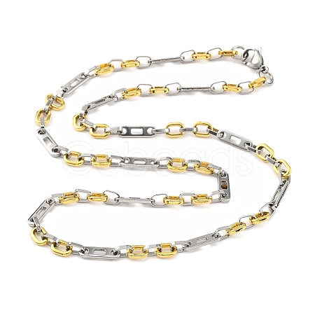 201 Stainless Steel Oval Links Chain Necklace NJEW-F22-39G-GP-1