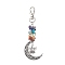 Natural & Synthetic Mixed Gemstone Chip Pendant Decorations, with Alloy Pendants and Swivel Clasps, Moon, Angel & Fairy, 113mm