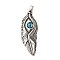 Eye Theme 304 Stainless Steel Pendants, with Glass, Feather, 74x24x7mm, Hole: 8x4mm