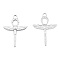 Non-Tarnish 201 Stainless Steel Pendants, Ankh Cross with Wing, Stainless Steel Color, 30.5x21.5x2.5mm, Hole: 2.5mm