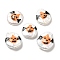 Baroque Style Natural Keshi Pearl Beads, Hand Drawn Beads, Halloween Theme Beads with Enamel, Flat Round, Seashell Color, Bat, 17~20x15~17x4~7mm, Hole: 0.7mm