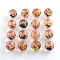 Flower Picture Transparent Glass Round Beads, Mixed Color, 14x13mm, Hole: 1.5mm