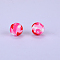 Printed Round Silicone Focal Beads, Deep Pink, 15x15mm, Hole: 2mm