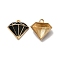 Alloy Enamel Pandants,  Lead Free & Cadmium Free, Light Gold, Diamond Charm, Black, 16x16x5.5mm, Hole: 1.4mm