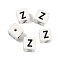 Porcelain Beads, Square with Letter, Letter Z, 8.5x8.5x8.5mm, Hole: 1.6mm