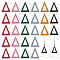 Nbeads 120Pcs 6 Colors Wood Pendants, Dyed, Hollow Triangle Charms, Mixed Color, 24.5~25x19.5~20x2~3mm, Hole: 1.2mm, 30pcs/color