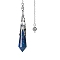 Natural Lapis Lazuli Dowsing Pendulum Big Pendants, with Platinum Plated Metal Cone, Hexagonal Cone Charm, 260mm