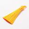 Polyester Tassel Big Pendant Decorations, Ice Silk Tassel, Gold, 60~67x8mm, Hole: 5x7mm