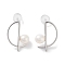 Natural Pearl Stud Earrings for Women, with Sterling Silver Pins, Half Round, Platinum, 17x13mm