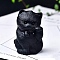 Natural Obsidian Ornament Home Desktop Decoration Craft, Cat Shape, 60mm