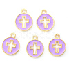 Light Gold Plated Alloy Enamel Pendants X-ENAM-R136-18C-1