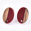 Opaque Resin & Walnut Wood Stud Earring Findings MAK-N032-004A-B02-2