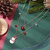 Christmat Bell & Snowman Alloy Red Enamel Pendant Necklaces NJEW-JN05115-2