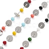 Handmade Brass & Glass Bead Flat Round Chains CHC-L051-06P-02-1