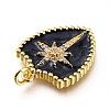 Golden Brass Micro Pave Clear Cubic Zirconia Enamel Pendants ZIRC-A017-02G-RS-4