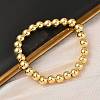 Brass Round Beaded Stretch Bracelets for Men Women BJEW-B148-05E-G-3
