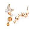 Brass Micro Pave Clear Cubic Zirconia Stud Earring Findings KK-S364-060-4