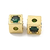 Brass Micro Pave Green Cubic Zirconia Beads KK-B096-20G-2