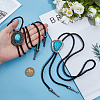 2Pcs 2 Styles Alloy & Synthetic Turquoise Oval Triangle Pendant Boho Tie Lariat Necklaces NJEW-GF0001-18-3