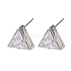 Brass Micro Pave Clear Cubic Zirconia Stud Earrings EJEW-C174-02F-P-4