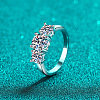 Rhodium Plated 925 Sterling Silver Pave 8.2x4.9mm Moissanite Finger Rings WG3C802-12-2