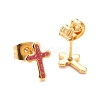304 Stainless Steel Enamel Stud Earrings EJEW-B009-15G-3