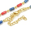 Brass Enamel Column Link Chain Necklaces NJEW-H039-02B-01G-2
