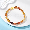 Rectangle Gradient Color Natural Amber Beads Stretch Bracekets BJEW-JB12766-1