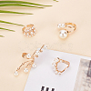 ANATTASOUL 4Pcs 4 Styles Plastic Imitation Pearl Beaded Open Cuff Ring RJEW-AN0001-18-7